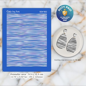 Weave Lines Silkscreen for Polymer Clay Earrings: Clay Stencil (3.74" x 4.92") SS#562
