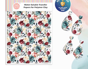 Watercolor Flower Transfer Paper for Polymer Clay #832