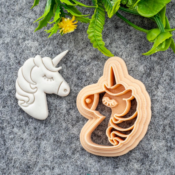 Unicorn Head Cutter, Embossed unicorn Polymer clay cutter, Earring cutter
