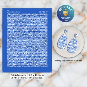 African Style Polymer Clay Silkscreen for Earring Making: Clay Stencil (3.74x4.92" Printable Area) SS#1049