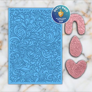 Tapete de textura de caucho con diseño de enredadera ornamental para arcilla polimérica (#572)