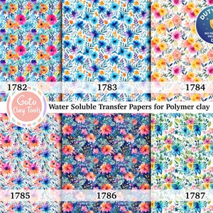 Papel de transferencia floral de acuarela para arcilla polimérica (10 x 14 cm)