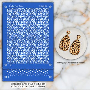 2 layers Leopard Silkscreen for Polymer Clay Earring making, Clay Stencils, Clay Earring Silkscreen SS#953