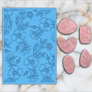 Floral Texture mat for polymer clay, Polymer Clay Rubber Texture mat, Texture Tile mats, Rubber Texture Sheet #594