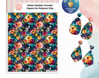 Watercolor Flower Transfer Paper for Polymer Clay: Water Soluble #825