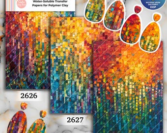Abstract painting Transfer paper for polymer Clay Earring Making - Water Soluble Transfer Sheet 4x5.5 in #TP26-5