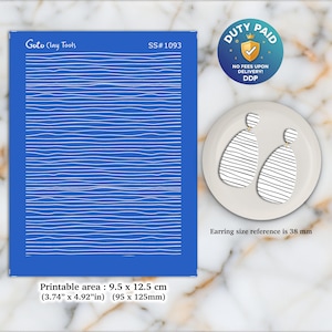 Wavy Line Silkscreen for Polymer Clay Earrings: Stencil for Jewelry Making SS#1093