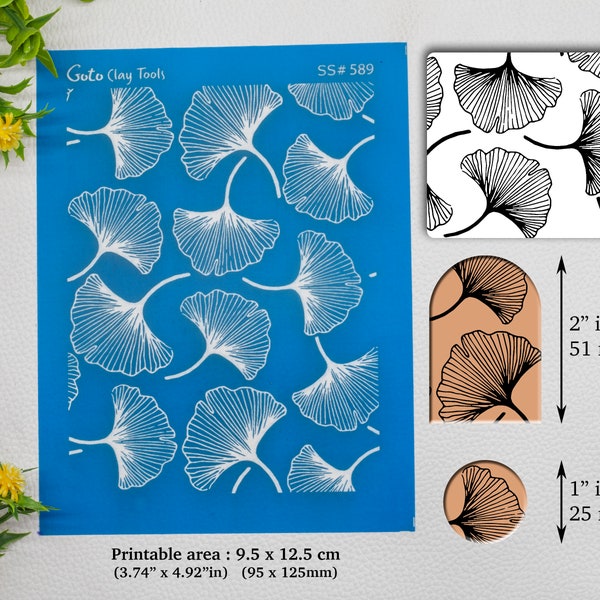 Ginkgo Leaf Silkscreen for Polymer Clay Earring making, Clay Stencils, Clay Earring Silkscreen, Polymer Clay Supplies SS#589