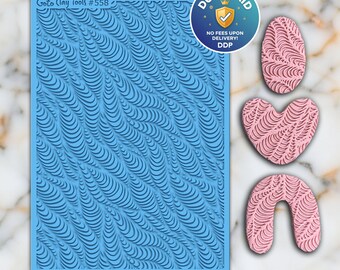 Waves Texture Mat for Polymer Clay: Rubber Texture Sheet #558