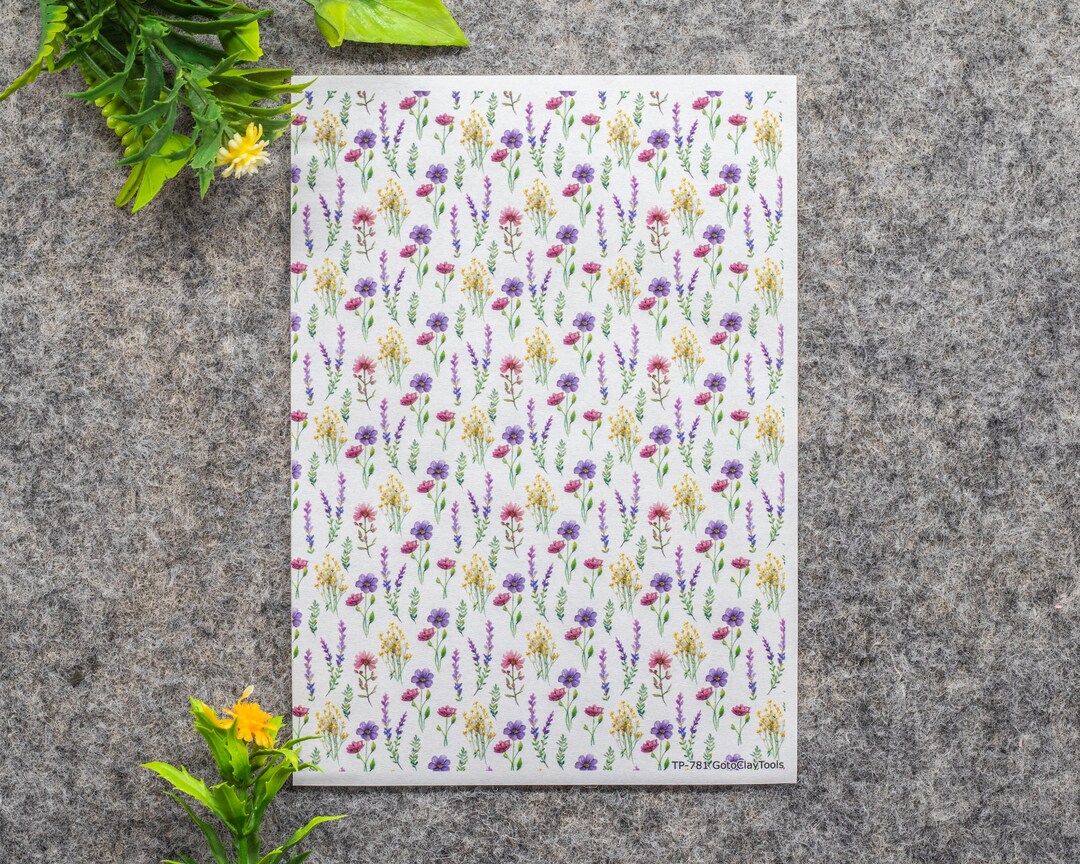 Transfer Paper for Polymer Clay, Wild Flowers, Water Soluble Transfer