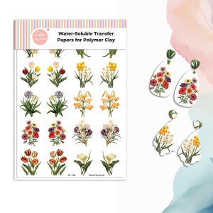 Floral Bouquet Water Soluble Transfer Paper for Polymer Clay #708