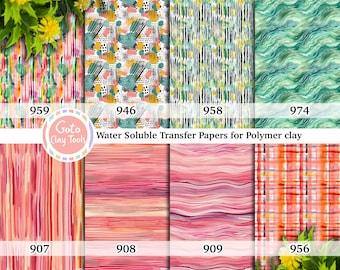 Water soluble Transfer paper for polymer clay, Watercolor Stripes patterns, polymer clay image transfers, magic transfer paper