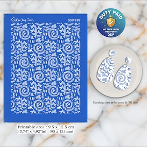 Warli Silkscreen for Polymer Clay Earrings: Indian Design Stencil SS#928
