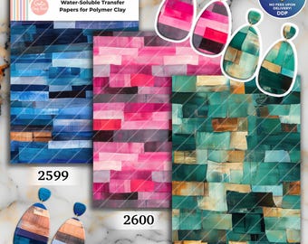Abstract Storkes Transfer paper for polymer Clay Earring Making - Water Soluble Transfer Sheet 4x5.5 in #TP26-18