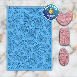 Tapete de textura de hojas para arcilla polimérica: baldosas de caucho, fabricación de joyas n.° 590