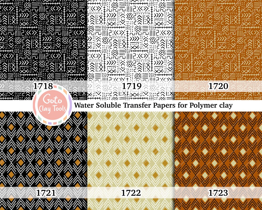 Water Soluble Transfer Paper for Polymer Clay, African Mudcloth Pattern ...