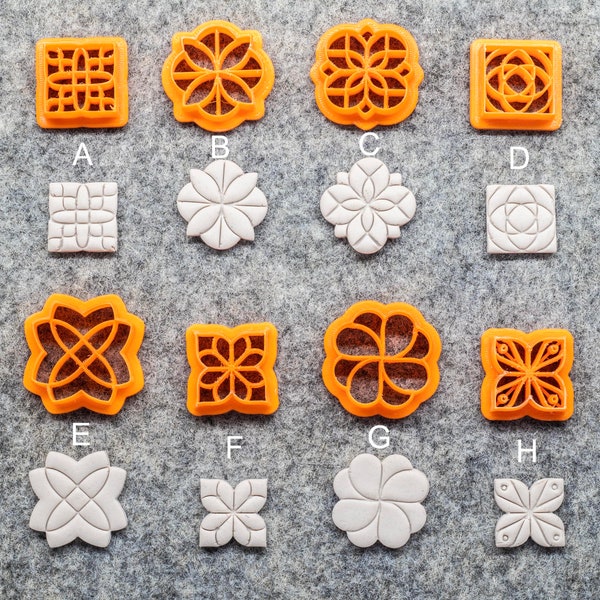 Symmetrical tile Polymer clay cutter, Earring cutter | Set-1