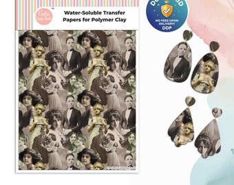 Vintage Lady Polymer Clay Transfer Paper: Water Soluble Image Transfers