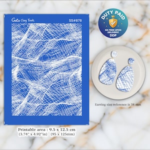 Torn Cheesecloth Silkscreen for Polymer Clay Earrings: 3.74x4.92" SS#878
