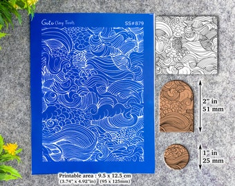 Waves doodle Silkscreen for Polymer Clay Earring making, Clay Stencils, Clay Earring Silkscreen, Polymer Clay Supplies SS#879