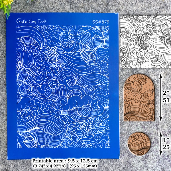 Waves doodle Silkscreen for Polymer Clay Earring making, Clay Stencils, Clay Earring Silkscreen, Polymer Clay Supplies SS#879