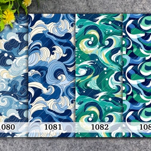 Wasserlösliches Transferpapier für Polymer Clay, abstraktes blaues Wellen Muster, Polymer Clay Bildtransfers, magisches Transferpapier