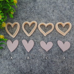 Valentine heart clay cutter, polymer clay cutter for earring making #707-4