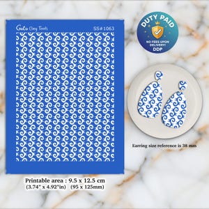 Japans abstract patroon zeefdruk voor polymeerklei oorbellen maken, kleistencils, kleioorbel zeefdruk, polymeerklei benodigdheden SS #1063