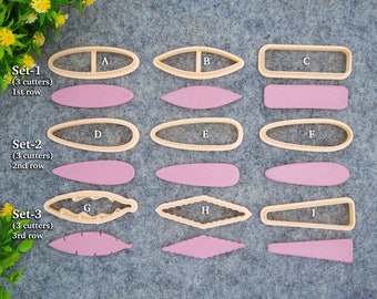 Barrette Clay Cutters, Hair Clip Cutter, Hair Barrette Cutters for Clay, Clay Hair Accessories, Ellipse, oval, leaf, rectangle shapes #648