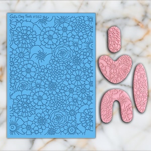Floral Texture mat for polymer clay, Polymer Clay Rubber Texture mat, Texture Tile mats, Rubber Texture Sheet #562