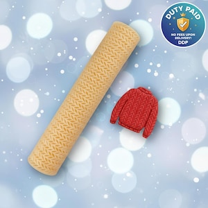 Rodillo texturizador para arcilla polimérica: Herramienta para arcilla con estampado de suéter n.° 112