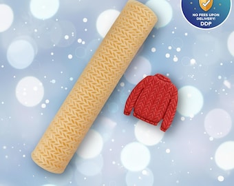 Knit Texture Roller for Polymer Clay: Sweater Patterned Clay Tool #112