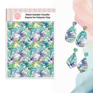 Watercolor Tropical Transfer Paper for Polymer Clay (4x5.5 inches) #834