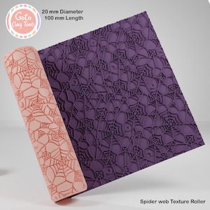 Spider Web Texture Roller: Halloween Polymer Clay Tool #126