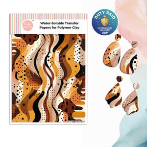 ブラウンアブストラクトポリマークレイ転写紙：水溶性 #787