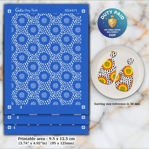 Abstract Silkscreen for Polymer Clay Earrings: 3-Layer Stencil (3.74x4.92" Printable Size) SS#671