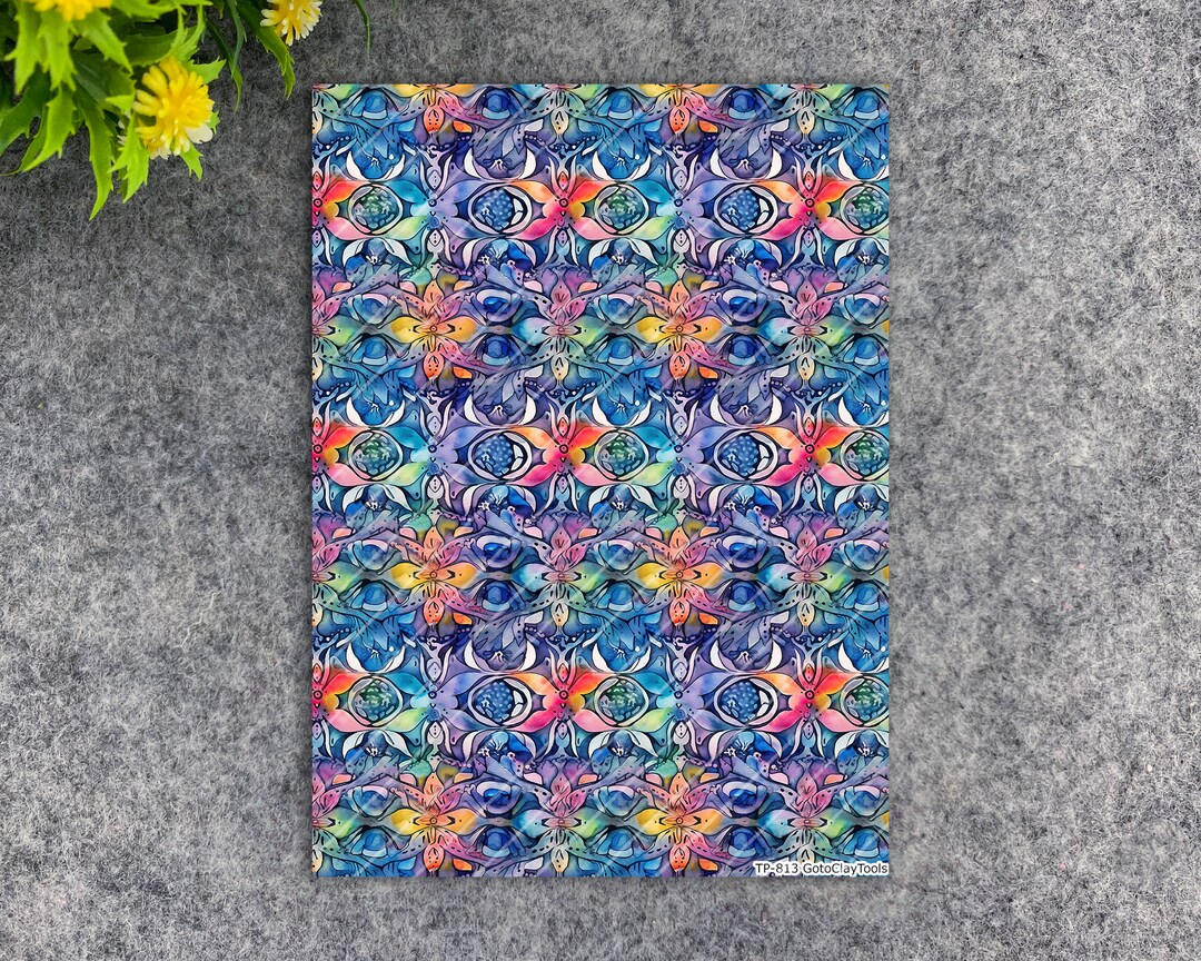 Transfer Paper for Polymer Clay, Tie Dye Pattern, Water Soluble