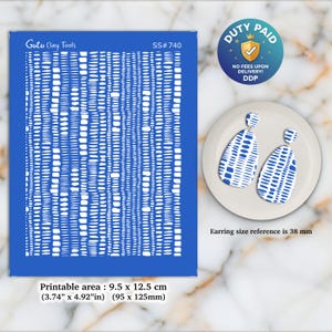 Oorbellen zeefdruk voor polymeerklei: kleistencil, sieraden maken SS#740