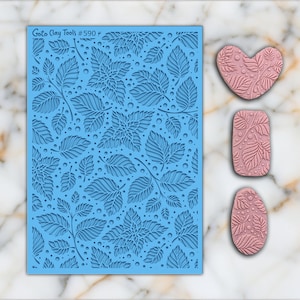 LEAVES Texture mat for polymer clay, Polymer Clay Rubber Texture mat, Texture Tile mats, Rubber Texture Sheet #590