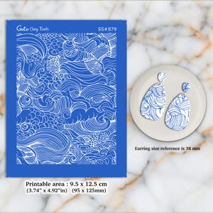 Waves doodle Silkscreen for Polymer Clay Earring making, Clay Stencils, Clay Earring Silkscreen, Polymer Clay Supplies SS#879