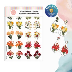 Floral Bouquet Transfer Paper for Polymer Clay (4x5.5 inches) #703