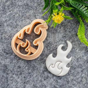 Fire shape ClayCutter, Embossed fire Polymer clay cutter, Earring cutter