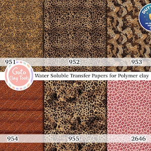 Carta transfer idrosolubile con stampa leopardata per pasta polimerica