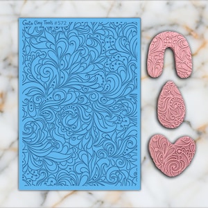 Ornamental Vine Texture mat for polymer clay, Polymer Clay Rubber Texture mat, Texture Tile mats, Rubber Texture Sheet #572