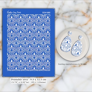 Silkscreen for Polymer Clay Earring making, Clay Stencils, Clay Earring Silkscreen, Polymer Clay Supplies SS#680