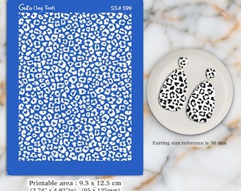 Leopard skin Silkscreen for Polymer Clay Earring making, Clay Stencils, Clay Earring Silkscreen, Polymer Clay Supplies SS#599