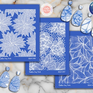 May include: Blue and white clay tools and earrings. The tools feature floral and leaf patterns, with the text "Goto Clay Tools" and product codes. The earrings have matching designs. The image also includes a "Duty Paid" seal.