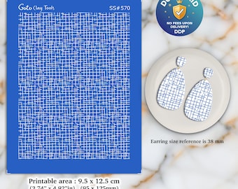 Criss Cross Silkscreen for Polymer Clay Earrings: Jewelry Making Stencil SS#570