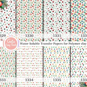 Carta transfer idrosolubile per pasta polimerica, decorazioni natalizie, trasferimenti di immagini in pasta polimerica, carta transfer magica