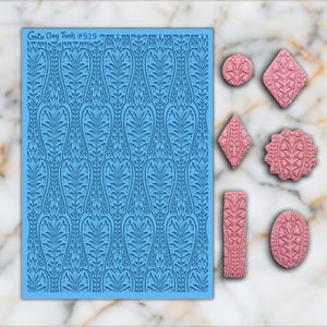 Tapis texturé décoratif pour pâte polymère, tapis texturé en caoutchouc en pâte polymère, tapis pour carrelage texturé, feuille de texture en caoutchouc n° 519